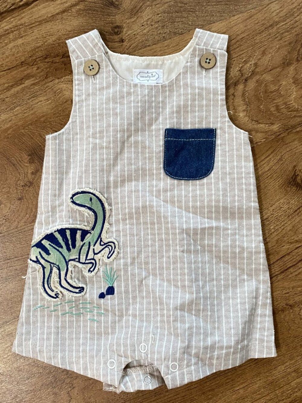MUD PIE Jon Jon Romper with Dinosaur-3-6 Months
